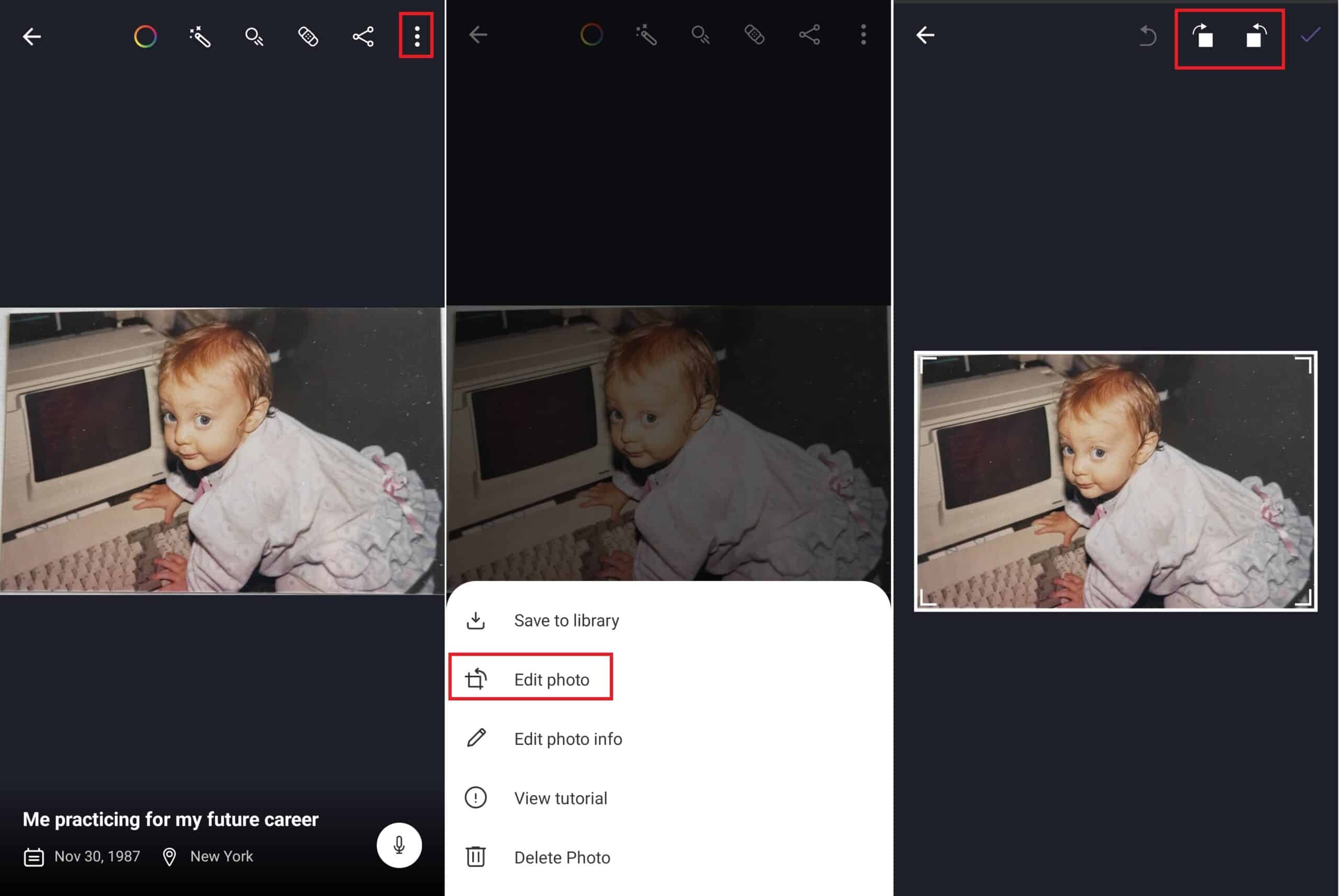 Zuschneiden und Ändern der Ausrichtung eines Fotos in der Reimagine-App