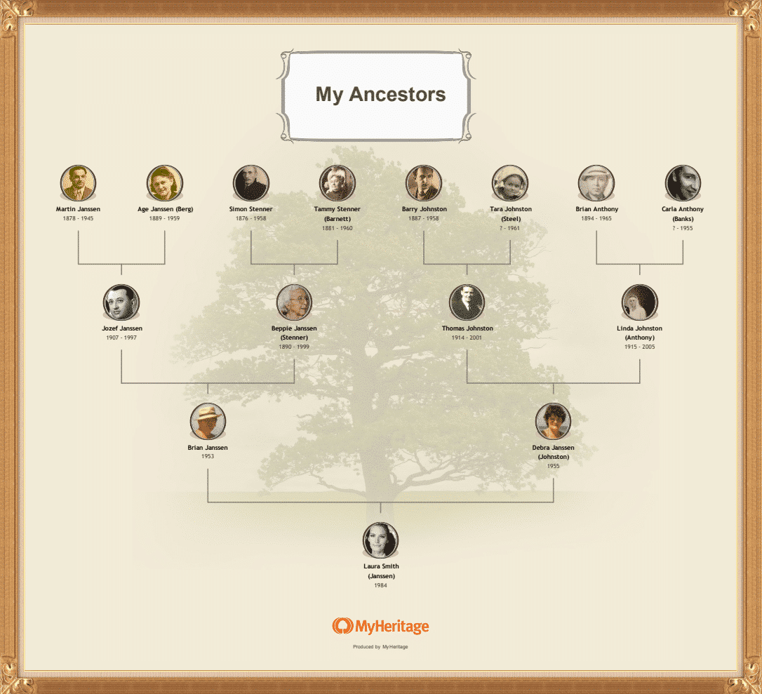 Auf MyHeritage erstelltes Stammbaum-Diagramm